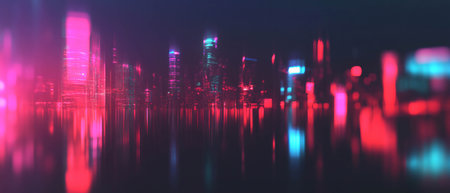 Dynamic urban night lights creating a vibrant backdrop for various designs