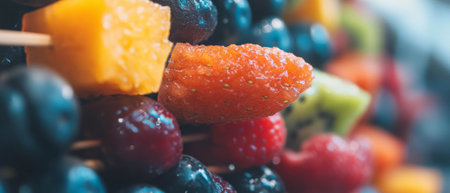 Colorful fruit skewers make a vibrant and healthy snack choice at summer gatherings