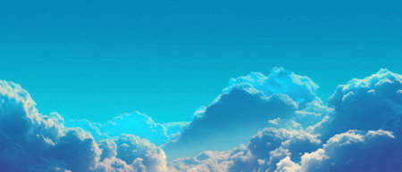Banner template featuring a serene blue sky with fluffy clouds for calming designs