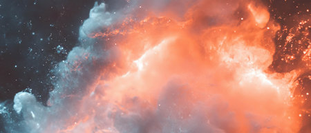 Creative banner template featuring subtle watercolor splashes and blank space for customizationの写真素材