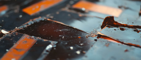 Old film surface showing extensive water damage with noticeable discoloration and warping