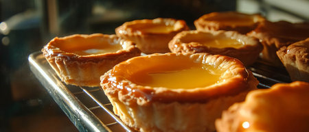 Crisp lemon tarts with tangy filling and a sweet citrus flavor at a cozy bakeryの写真素材