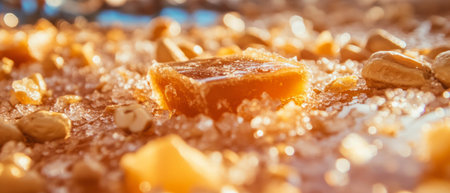 Enjoying the sweet and nutty crunch of homemade peanut brittle treatsの写真素材