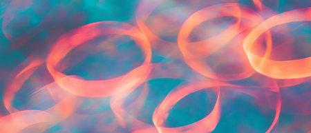 Dynamic abstract background of interlocking geometric shapes with vibrant colorsの写真素材