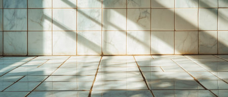 Off-white square tiles create a serene and calming atmosphere in contemporary interior designの写真素材