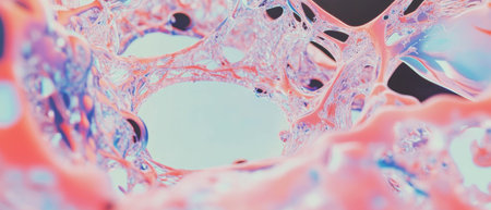 Visually stunning abstract design of interconnected nodes with central empty spaceの素材