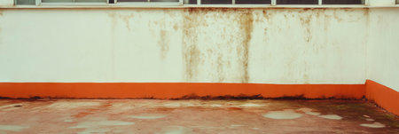 Urban decay: white wall with faint water stains for architectural backgroundの素材
