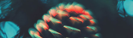 Halftone texture of a pine cone with open scales against a grunge backgroundの素材