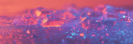 Melting ice reveals hidden geometric shapes with soft lighting in a bright backgroundの素材