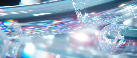 Intricate aluminum texture featuring chemical milling and illuminated neon channelsの素材