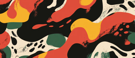 Dynamic abstract pattern featuring organic shapes and flowing forms in vibrant colorsの写真素材