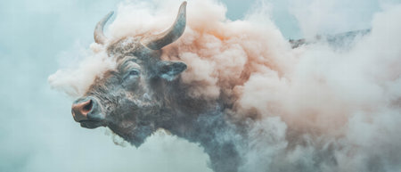 Smoke forms a whimsical animal shape in a playful and imaginative displayの素材