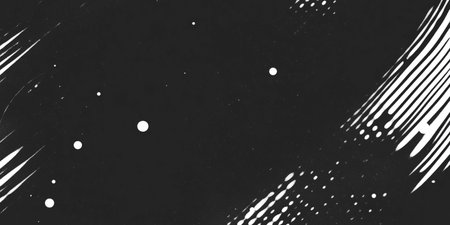 Grunge halftone texture with dots and linear patterns on a black backgroundの素材