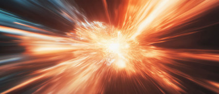 Explosions of vibrant energy fields radiating dynamic forces and pulsating colorsの写真素材