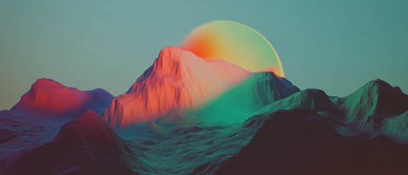 Harmonious blending of soft pastel gradients in an abstract landscapeの素材