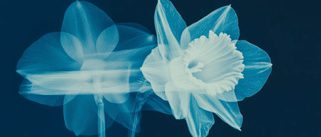 X-ray revealing delicate structure of daffodil bloom with trumpet shapeの素材