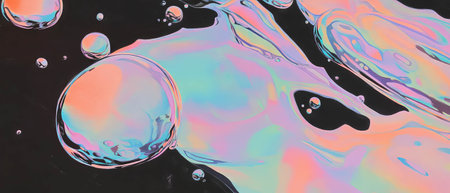 Exploring the vibrant textures and colors of gel pen ink on black paperの素材