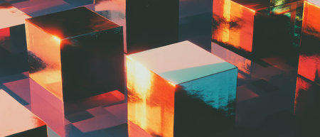 Colorful sliding puzzle pieces with smooth texture and varied shapes in an abstract arrangementの素材