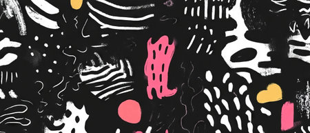 Dynamic hand-drawn patterns showcasing varied shapes and texturesの素材