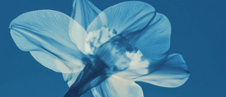 X-ray of delicate daffodil bloom showcasing intricate trumpet shape in springtime beautyの素材