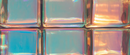 Colorful glass blocks enhance visual texture in architectural designの素材