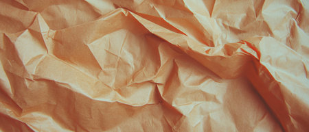 Textured kraft paper with wrinkles and crumples showcasing an aged appearanceの素材