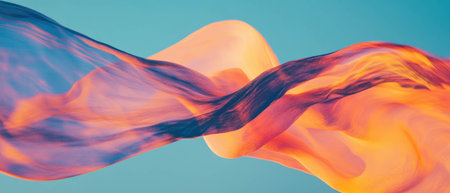 Flowing liquid textures in vibrant jewel tones with a soft gradient backdropの素材