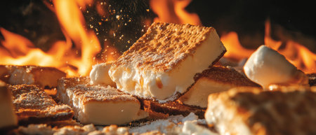 Delicious roasted marshmallows and graham crackers for a perfect campfire treat