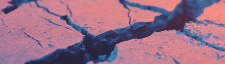 Cracked clay surface with deep fissures and bright background enhances visual appealの素材