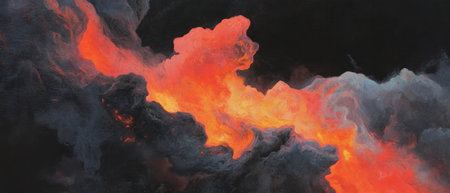 Close-up view of vibrant fire texture with fiery orange and yellow shades against black background