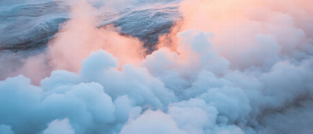 Mysterious dry ice fog creates an atmospheric effect with icy tendrils and swirling cloudsの素材