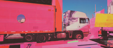 Exploring logistics through a minimalistic mixed media collageの素材