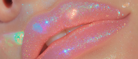 Lush gloss with sparkling texture and abstract shapes enhances the allure of lipsの素材