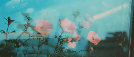 Contrast between urban textures and delicate floral beauty in double exposureの素材