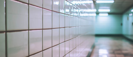 Modern white square tiles create a clean and minimalist atmosphere in the interiorの素材