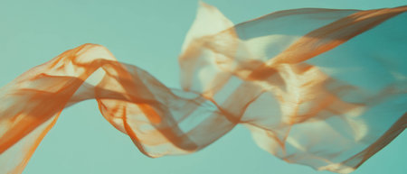 Flowing fabric intertwines with musical notes in a captivating double exposure artworkの素材