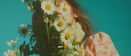 Collage of shoulders adorned with daisies capturing the essence of playful summer daysの素材