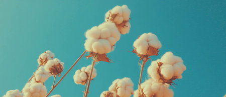 Collage of cotton plant and neck accessories showcasing natural comfort and softnessの素材