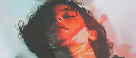 Light watercolor washes create a soft and delicate artistic backgroundの素材