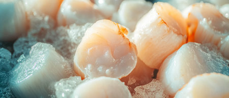 Fresh scallops prepared with rich butter sauce in a gourmet seafood dishの素材