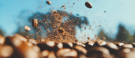 Exploring global connections through coffee with a captivating double exposure effectの素材