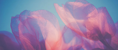 Industrial strength meets natures beauty in a double exposure of petals and wire meshの素材