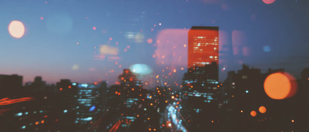 Exploring the connection between urban life and the cosmos in a stunning double exposureの素材