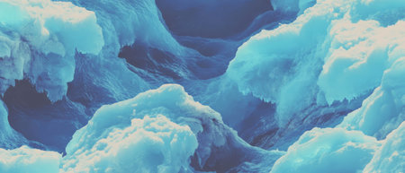 Melting glacier pattern showcasing natural icy textures in vibrant blue huesの素材