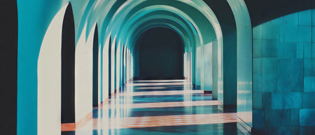 Elegant architecture featuring repeating arches in a contemporary interior designの素材