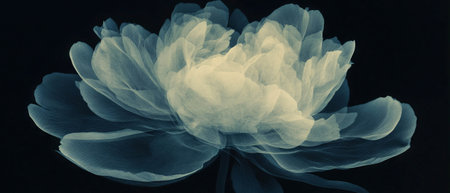 X-ray view of a peony bloom revealing layered petals and intricate detailsの素材