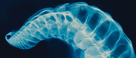 Intricate design revealed in an X-ray of a seashell spiral showcasing hidden chambersの素材