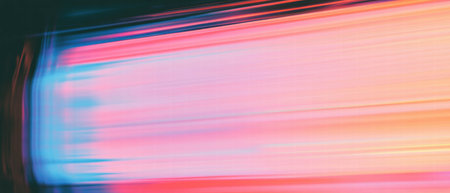 Glitch art featuring distorted RGB color channel shift with vibrant hues and dynamic movementの素材