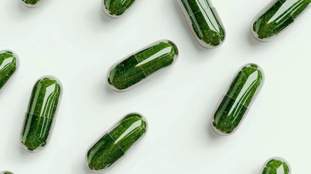Top view of aloe vera capsules for health and wellness conceptsの素材