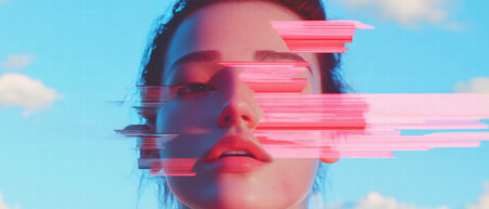 Creating a mesmerizing digital glitch effect with vibrant colors and dynamic distortionsの素材